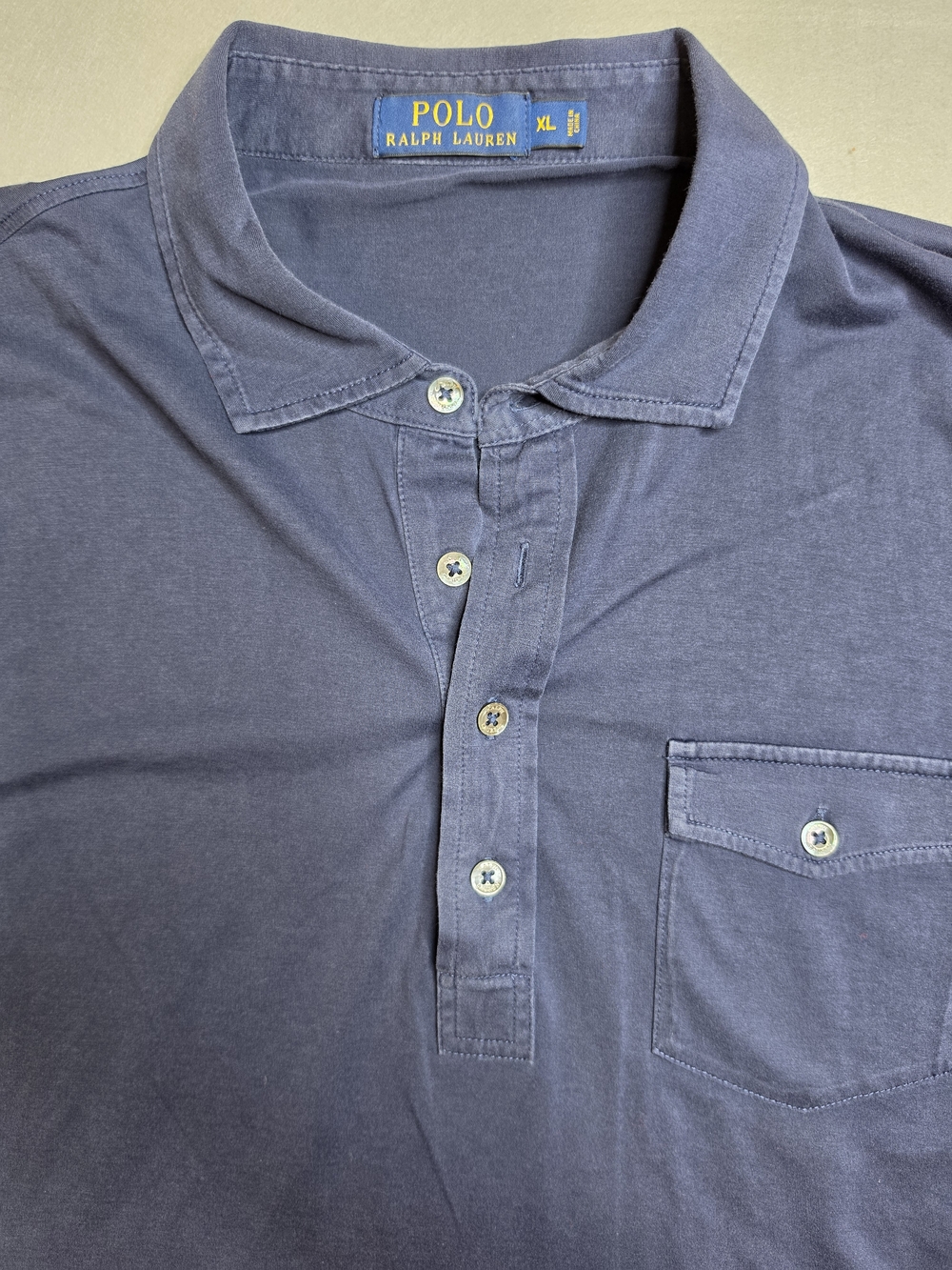 Polo by Ralph Lauren Men's Navy Blue Polo Shirt with Chest Pocket